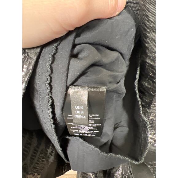 Anthropologie Maeve Jacquard Mini Black Floral Dress Women's 10 Babydoll Fairy - Picture 7 of 10